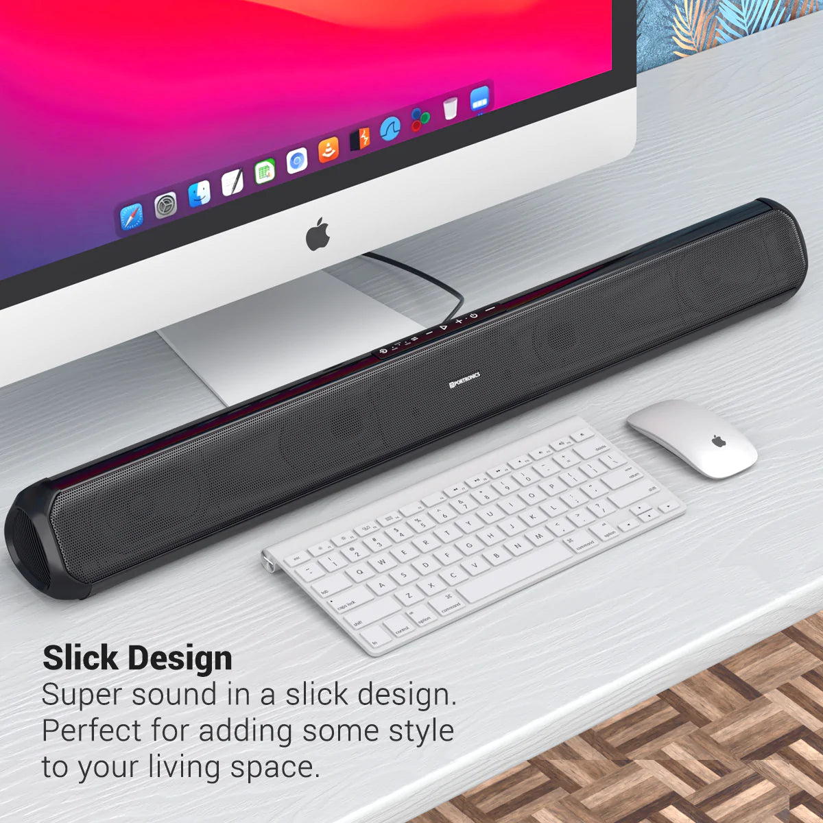 Portronics Sound Slick 7 50W Wireless Soundbar with Aux in 3.5 mm in-Built Power Cable - Image 4