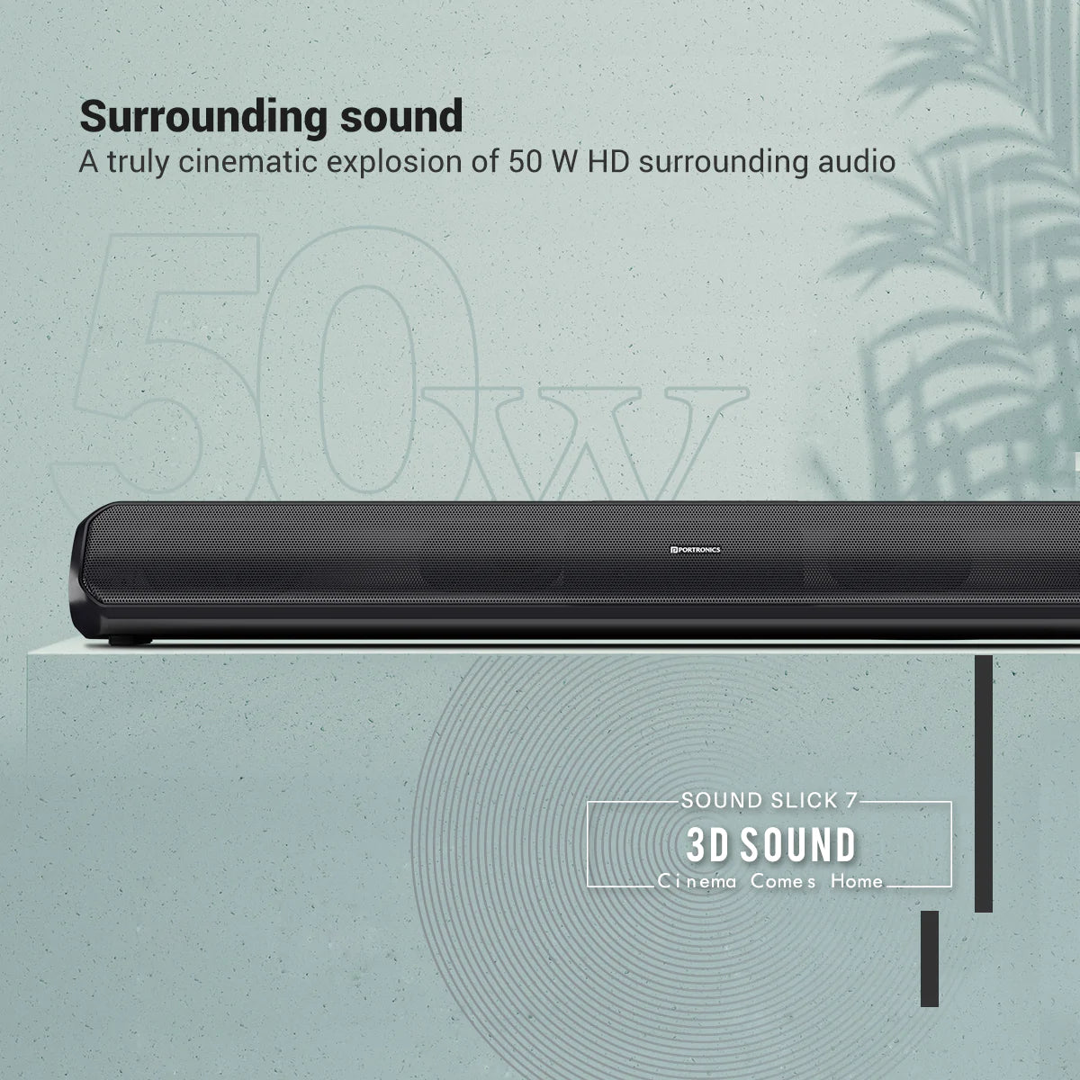 Portronics Sound Slick 7 50W Wireless Soundbar with Aux in 3.5 mm in-Built Power Cable - Image 6
