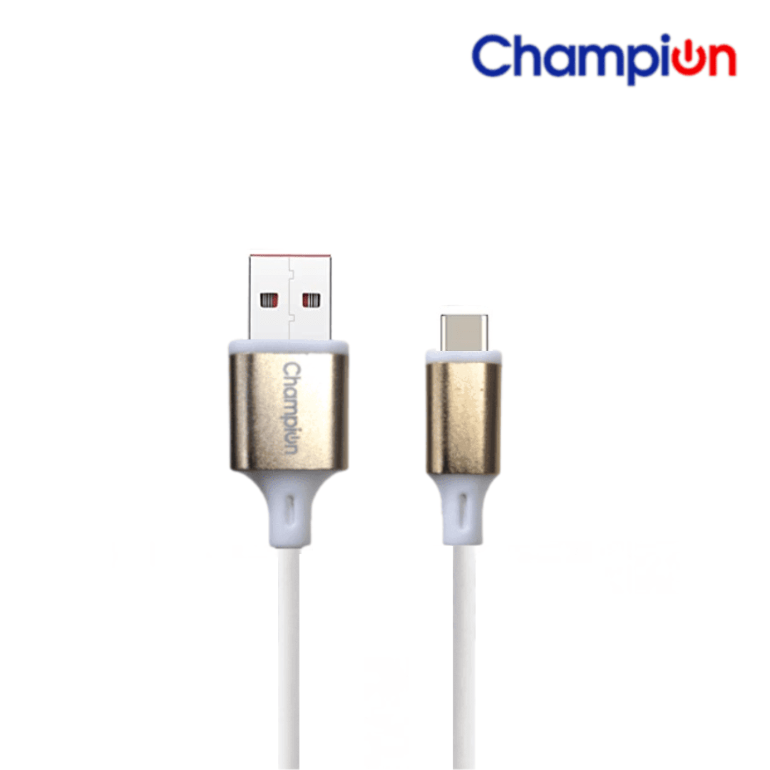 Champion USB to Type-C 3Amp Data Sync & Charging Cable Metal 1M for all Android & USB Type-C Devices (Golden) - Image 2
