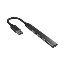 Portronics Mport 31 USB Hub (4-in-1) Multiport Adapter with 1 x USB 3.0 & 3 x USB 2.0 Ports, (Grey)