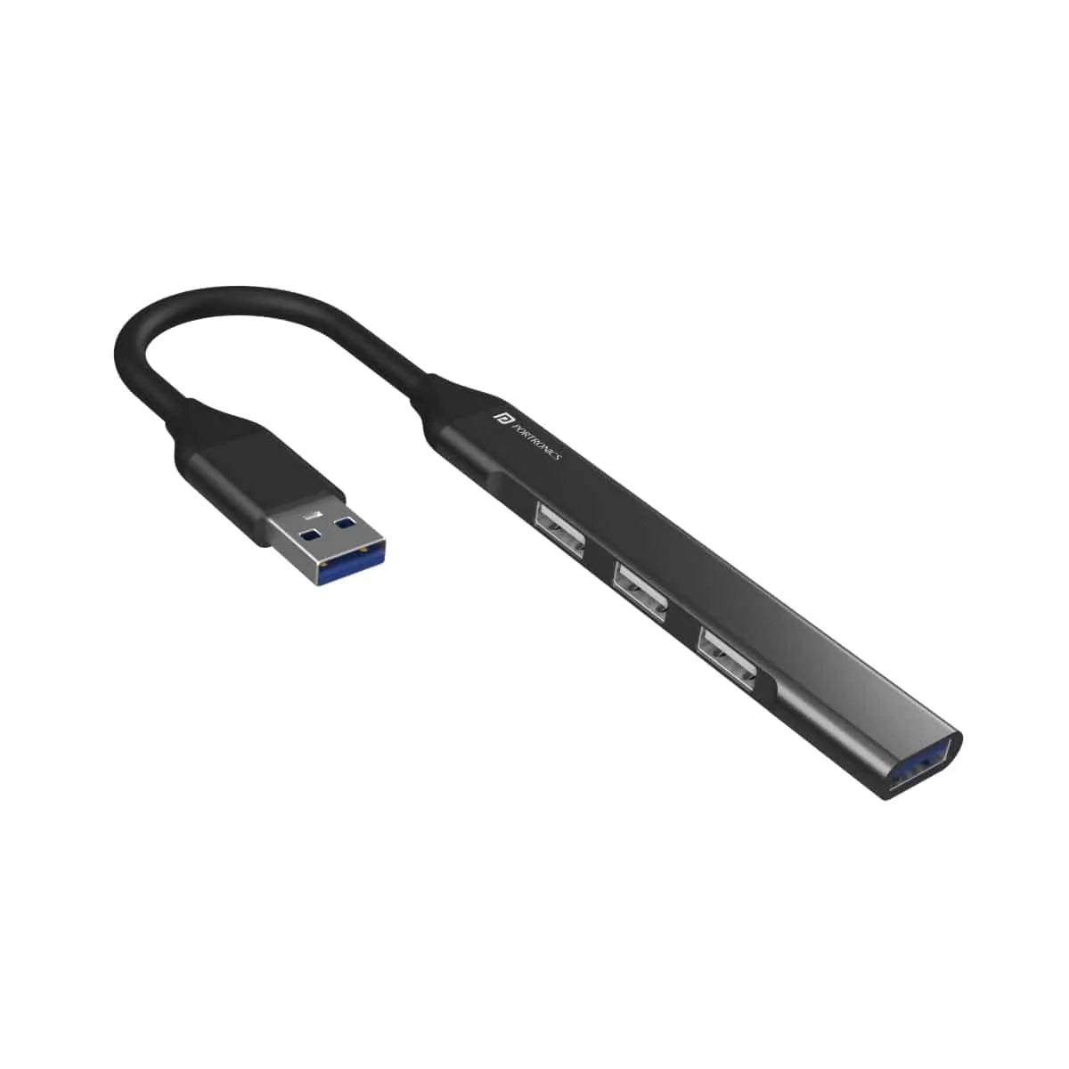 Portronics Mport 31 USB Hub (4-in-1) Multiport Adapter with 1 x USB 3.0 & 3 x USB 2.0 Ports, (Grey)