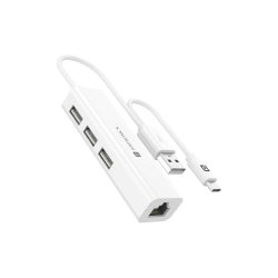 Mport601200X12001.jpg Portronics Mport 60 4-in-1 Multiport Type C/USB Hub,LAN Adapter RJ45 Port,3 USB2.0 Port,Type C OTG Support(White)