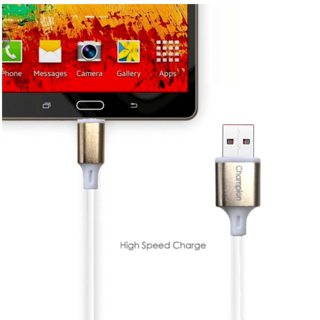 Champion Micro USB 3Amp Data Sync & Charging Cable Metal 1M for all Android & Micro USB Devices (Golden) - Image 4
