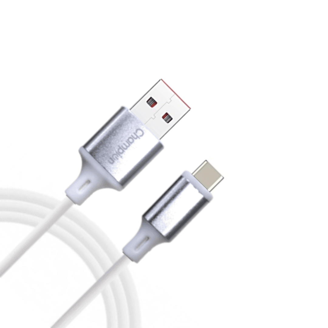Champion USB to Type-C 3Amp Data Sync & Charging Cable PVC Metal 1M for all Smartphones, Tablets & other Type C devices (Silver) - Image 3