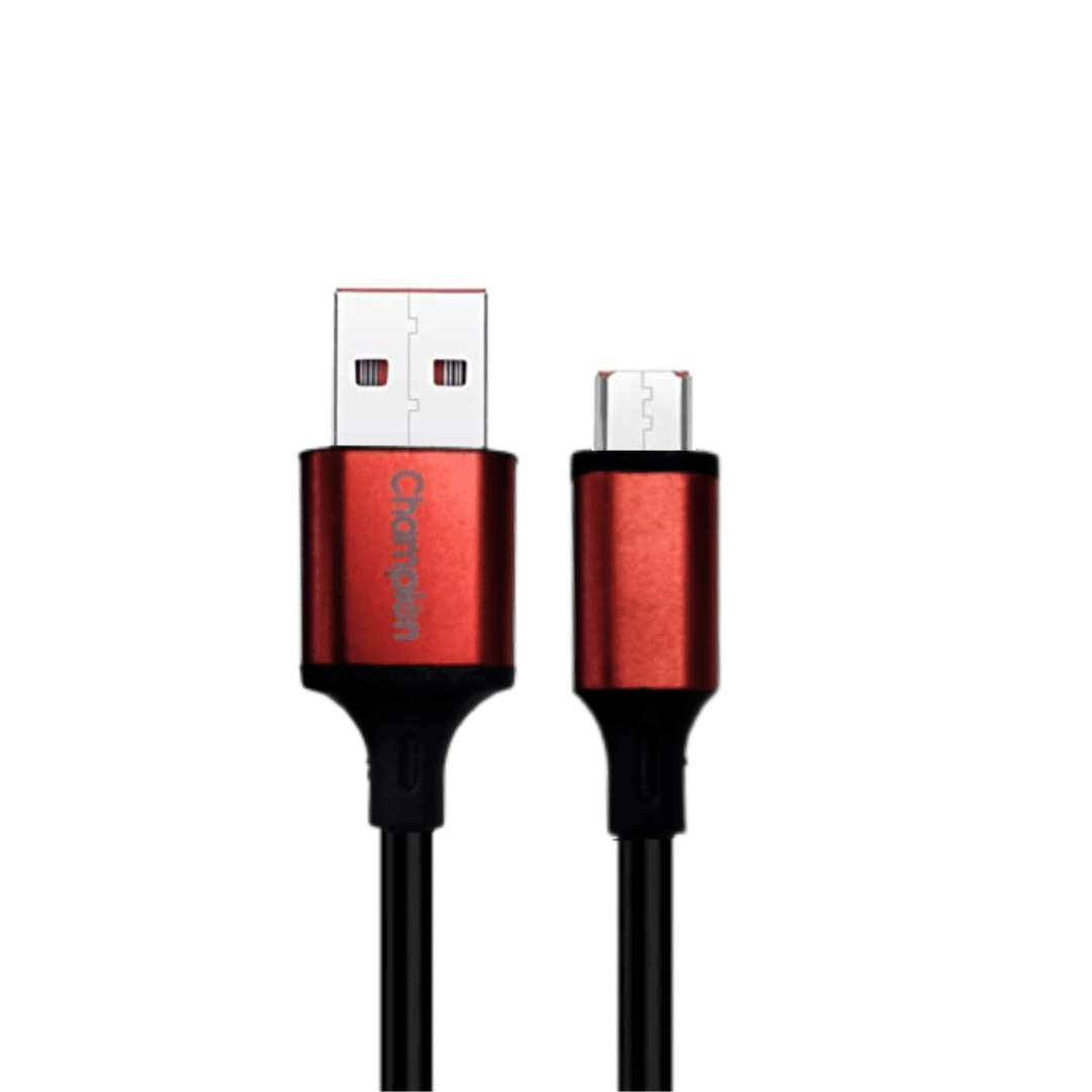 Champion USB to Micro 3Amp Data Sync & Charging Cable Metal 1M for all Android & USB Type-C Devices (Red) - Image 2