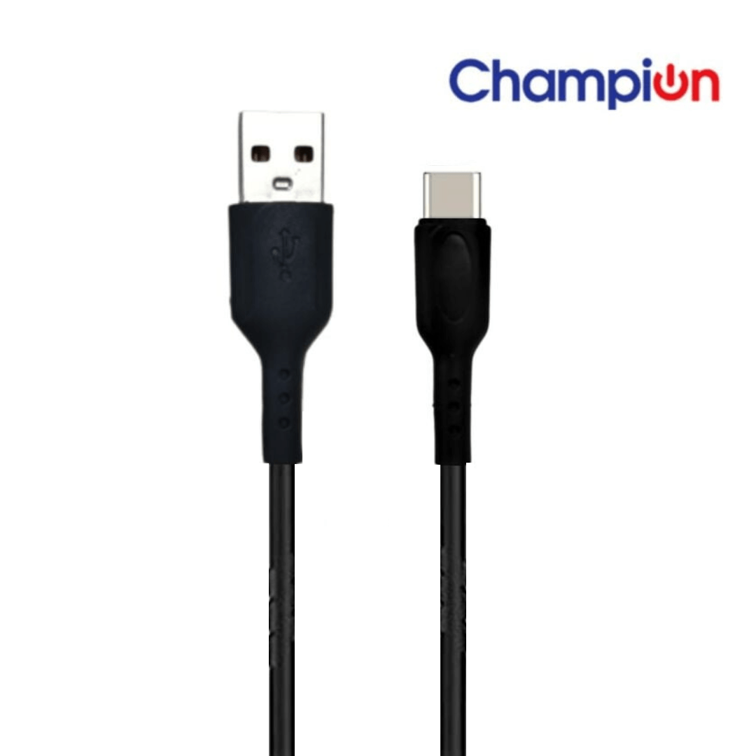 Champion USB to Type-C 3Amp Data Sync & Charging Cable PVC 1M for all Android & Type-C Devices (Black) - Image 2