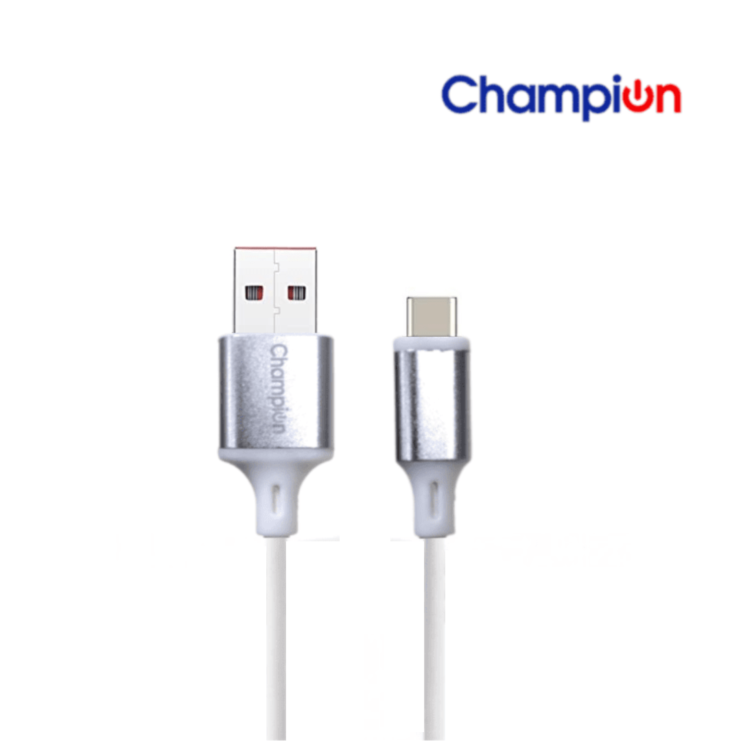 Champion USB to Type-C 3Amp Data Sync & Charging Cable PVC Metal 1M for all Smartphones, Tablets & other Type C devices (Silver) - Image 2