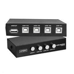 USB 2.0 4-Port Switch Box for 4 PC Share 1 USB Device for PC, Printer, Scanner, Camera, Keyboard