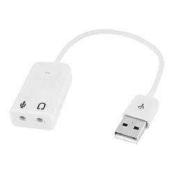 Usb Adapter USB Sound Card 7.1 Channel Audio Adapter with mic and 3.5mm Microphone Earphone Socket 2.0 Speaker Virtual 3D Support (White)
