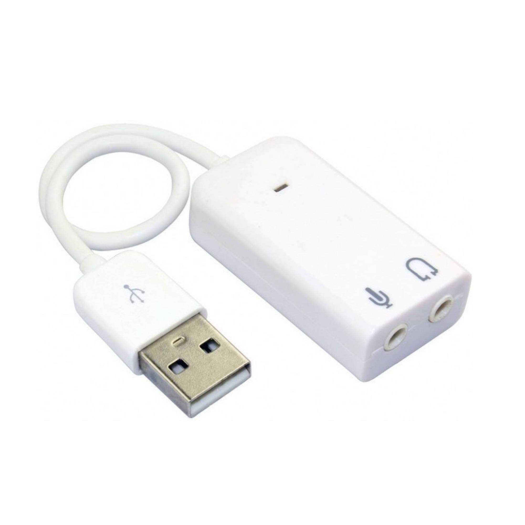 USB Sound Card 7.1 Channel Audio Adapter with mic and 3.5mm Microphone Earphone Socket 2.0 Speaker Virtual 3D Support (White) - Image 2