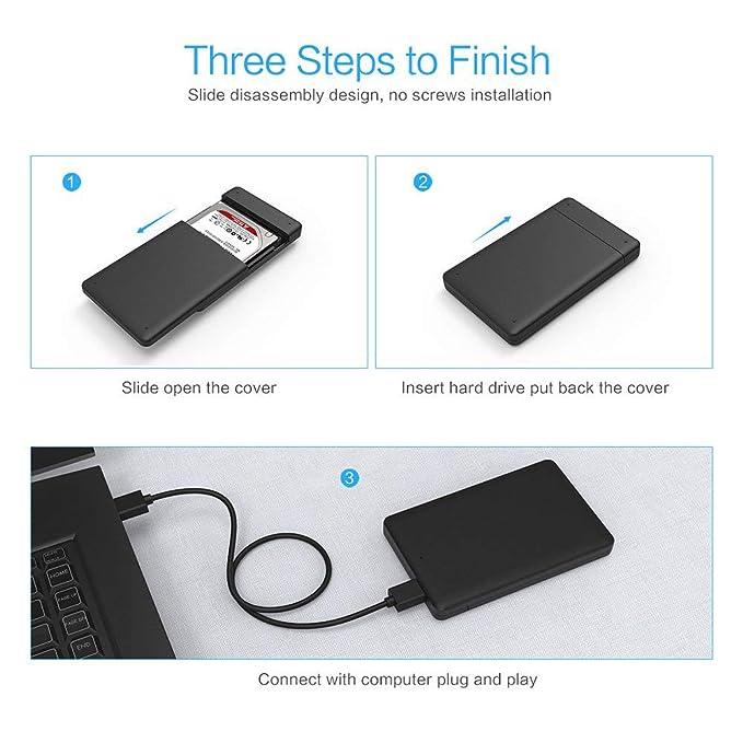 USB 3.0 HDD Enclosure 2.5" (6.35)cm Case for SATA SSD HDD High Speed (Black) - Image 4