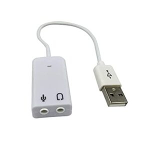 USB Sound Card 7.1 Channel Audio Adapter with mic and 3.5mm Microphone Earphone Socket 2.0 Speaker Virtual 3D Support (White) - Image 3