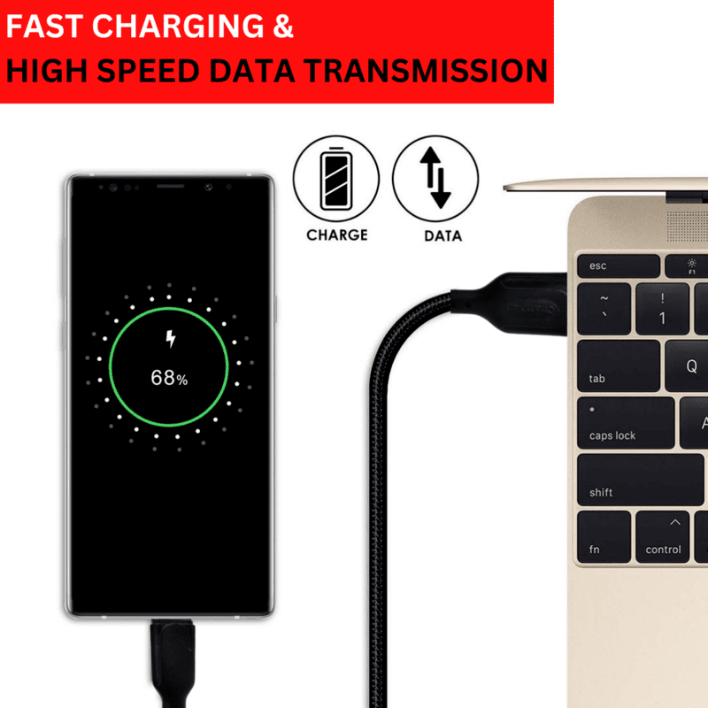 Champion USB to Type-C 3Amp Data Sync & Charging Cable Braided for all Android & Type-C Devices (Black) - Image 5