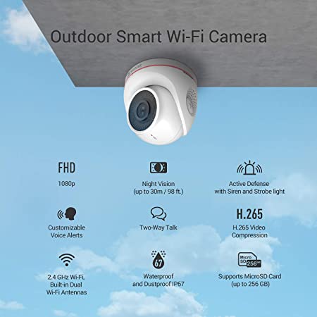 EZVIZ C4W Outdoor WiFi Security Camera|1080p FHD| Night Vision Upto 30m|Two Way Talk|Dust & Water Protection|Supports MicroSD Card - Image 4