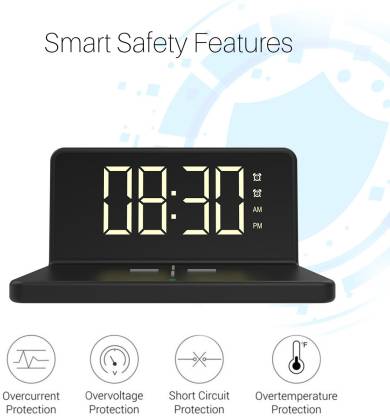 Portronics Freedom 4A Digital Alarm Clock with 15 W Fast Wireless Mobile Charger, Compatible with iPhone and Other Qi-Enabled Devices (Black) - Image 4