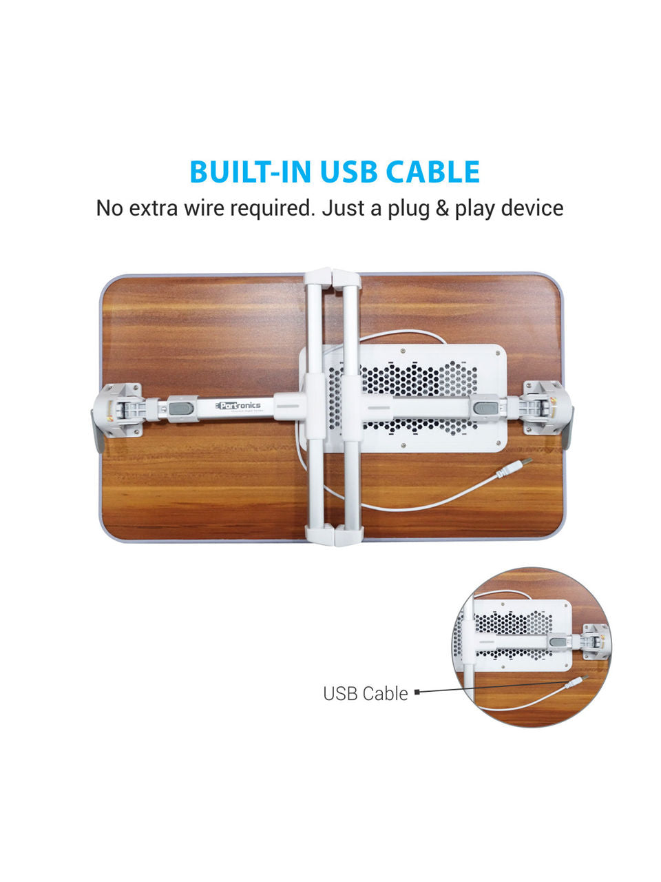 Portronics My Buddy Plus Adjustable Laptop Table with built-in USB Cooling Fan, Foldable Legs - Image 5