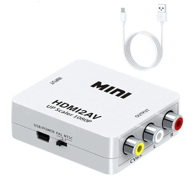 MINI HDMI2AV Up Scaler 1080P HD Video Converter (White) - Image 3
