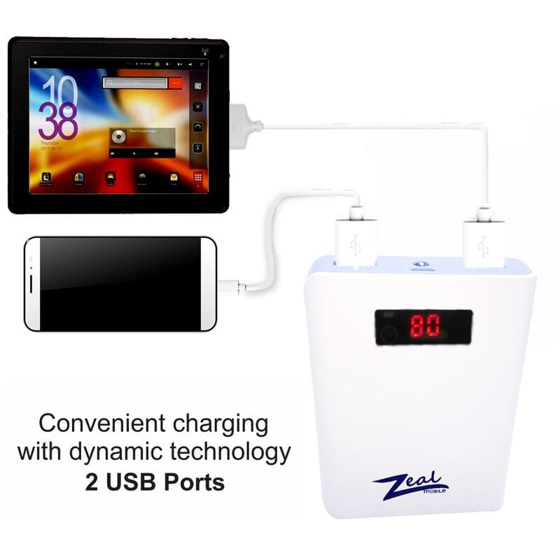 Zeal Z-10 10400 mAh Digital Power Bank White-Blue - Image 2