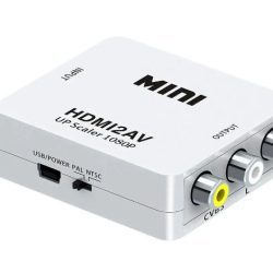 4 MINI HDMI2AV Up Scaler 1080P HD Video Converter (White)