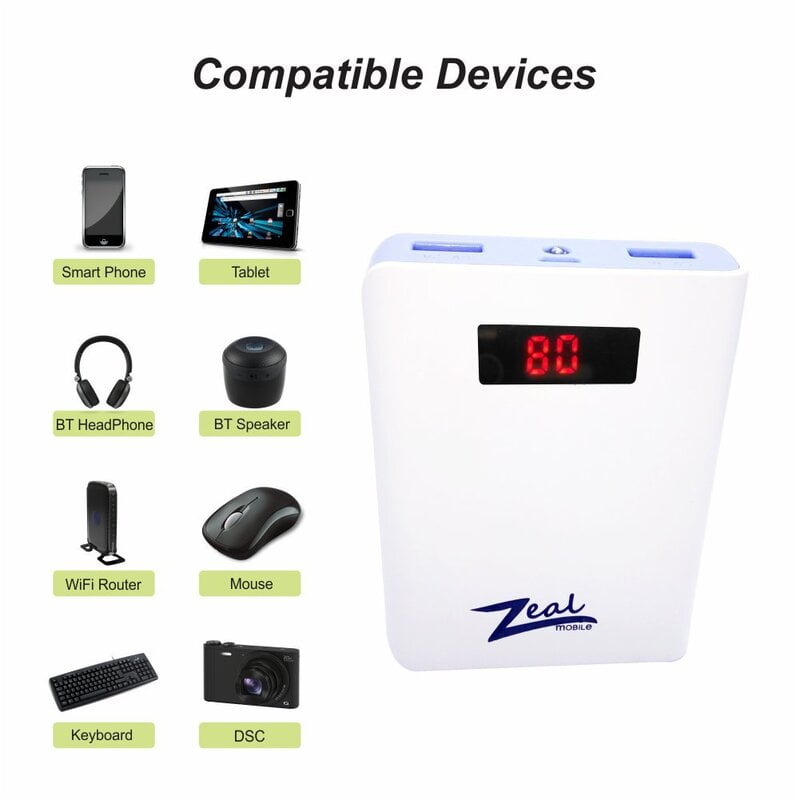 Zeal Z-10 10400 mAh Digital Power Bank White-Blue - Image 4