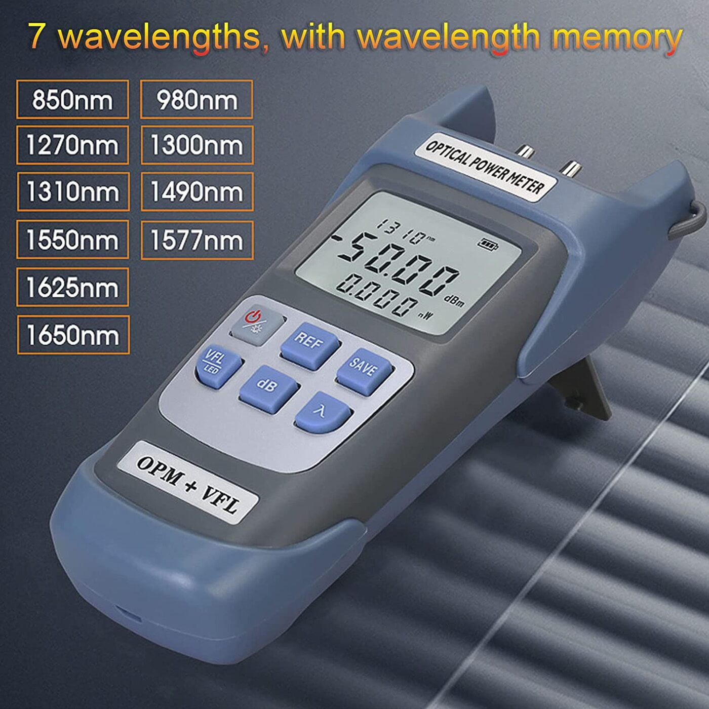 VTech Fiber PON Optical Power Meter for EPON GPON xPON, CCTV & FTTx / FTTH ONT / OLT, OLT-ONU 1310/1490/1550nm Digital Battery Tester - Image 4