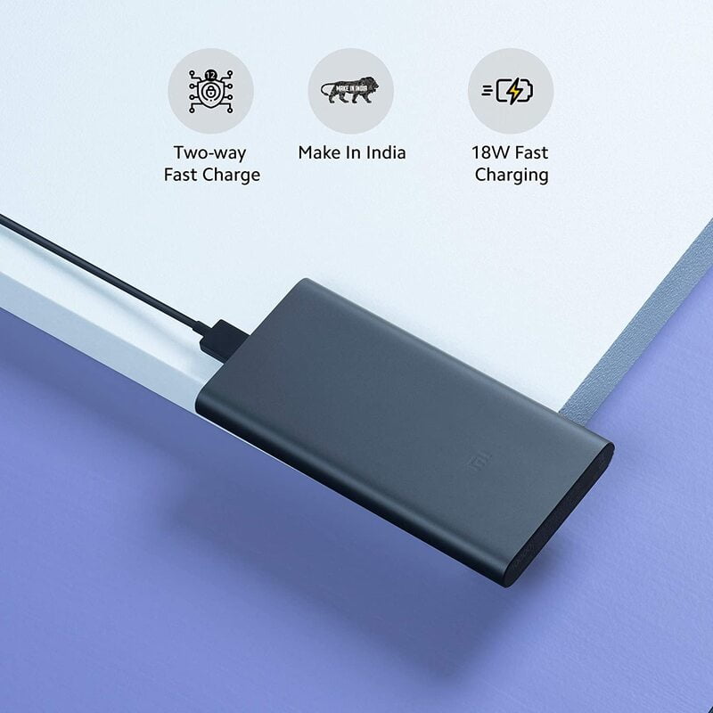 MI 10000mAh 3i Lithium Polymer Power Bank Dual Input( Micro-USB and Type C) and Output Ports 18W Fast Charging - Image 5