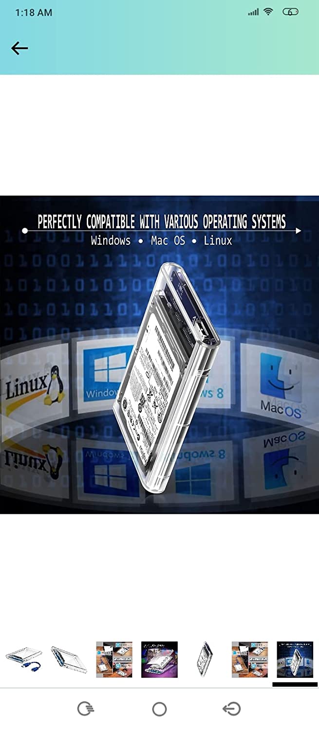 USB 3.0 Transparent Glass Laptop Casing 6.5cm (2.5 Inch) HDD/SSD Enclosure Case Cover SATA - Image 2