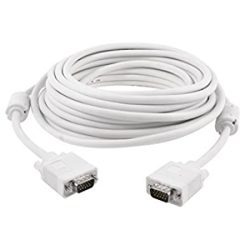 AD NET VGA CABLE 3+4 White 20MTR VGA Male to Male ,15-Pin Cable for PC, Monitor, Projector, Laptop, TV, LCD/LED - 20mtr (White)