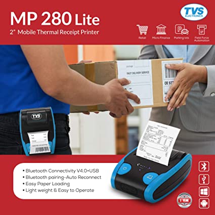 TVS ELECTRONICS MP 280 Lite Mobile Receipt Printer Bluetooth Connectivity V4.0+USB - Image 3