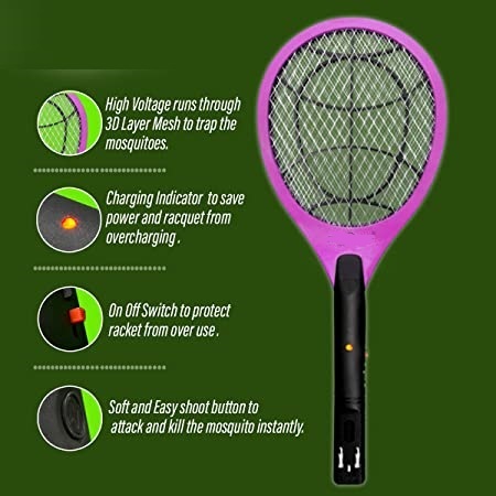 Champion Rechargeable Electric Mosquito Racket Bat - Indoor & Outdoor Insect Killer (Multicolor) - Image 3