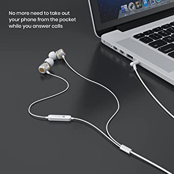 Portronics Conch 10 in-Ear Wired Earphone with 3.5mm Jack, Power Audio, Built-in Mic (White) - Image 3