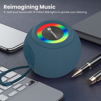 Portronics Resound 5W Bluetooth 5.3 Wireless Speaker with FM Radio, TWS Function, Multicolor LED Lights (Blue) - Image 3