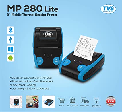 TVS ELECTRONICS MP 280 Lite Mobile Receipt Printer Bluetooth Connectivity V4.0+USB - Image 5