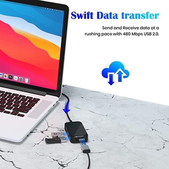 Portronics Mport 4D USB 2.0 Hub with 4 Ports, Plug & Play, Data Transfer Upto 480Mbps for Laptop & Computer (Black) - Image 4