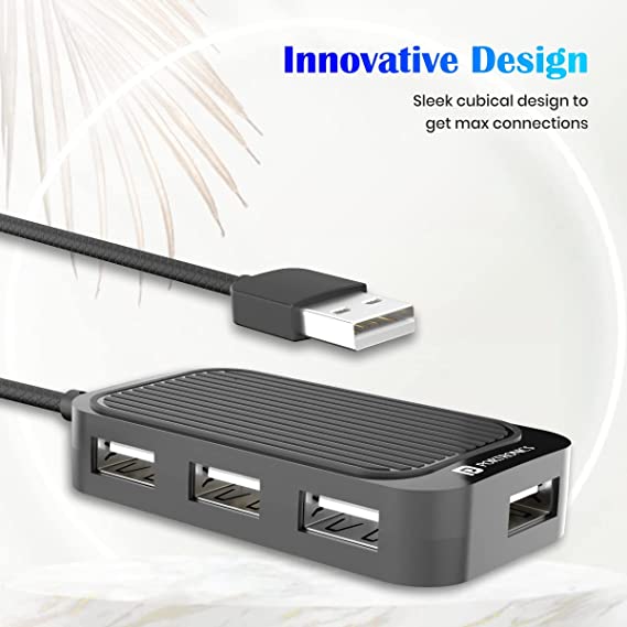 Portronics Mport 4D USB 2.0 Hub with 4 Ports, Plug & Play, Data Transfer Upto 480Mbps for Laptop & Computer (Black) - Image 2