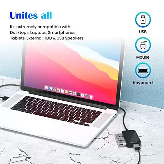 Portronics Mport 4D USB 2.0 Hub with 4 Ports, Plug & Play, Data Transfer Upto 480Mbps for Laptop & Computer (Black) - Image 3