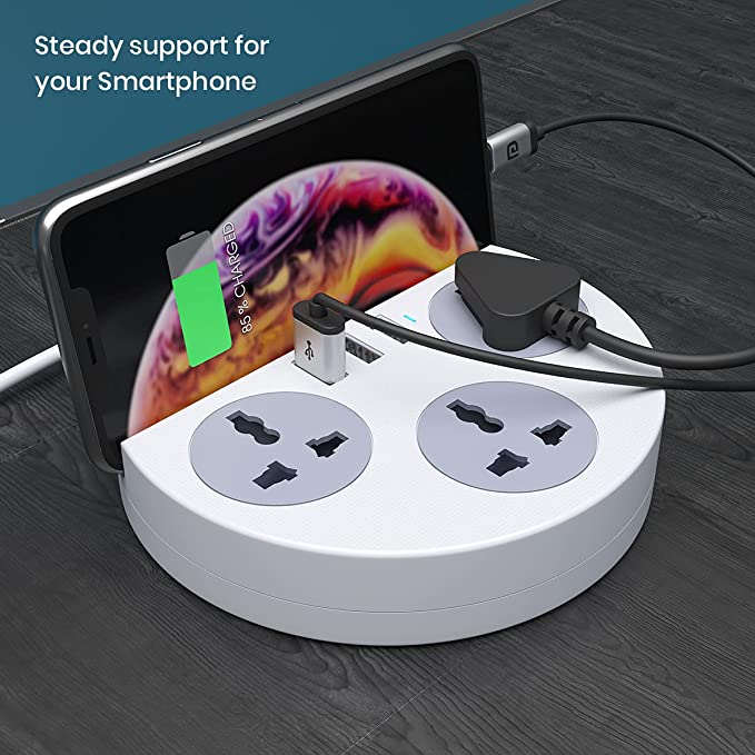 Portronics Power Plate 5 1500W Power Converter with USB Charger & Mobile Holder 3AC Socket + 3USB Ports I 1.5 m Cord Length - Image 3