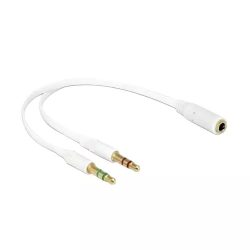 1.0 Audio Spliter Cable 3.5 mm for Computer 2 Male to 1 Female 3.5mm Headphone Mic Audio (White)