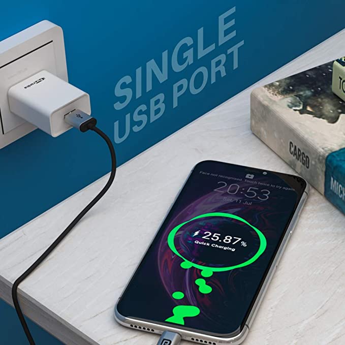 Portronics Adapto 62 POR-1062 USB Wall Adapter with 2.4A Fast Charging Single USB Port Without Cable for All iOS & Android Devices (White) - Image 3