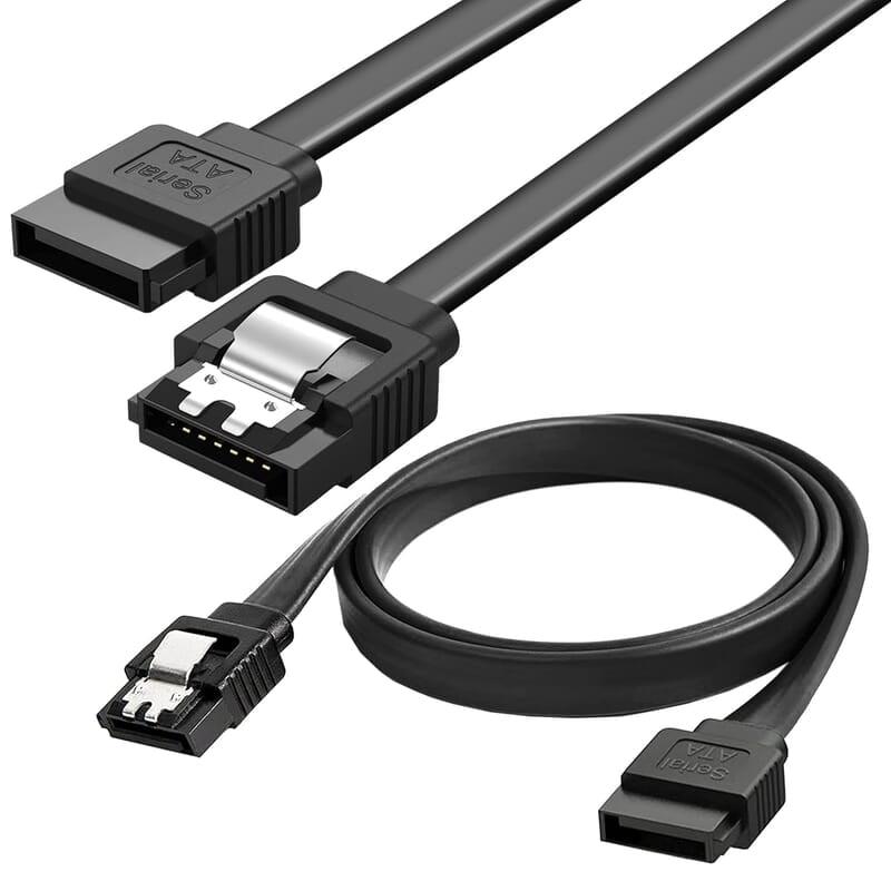 SATA 3 6.0 Gbps Data Cable Straight, with Both Side Locking Latch for HDD and SSD (Black) - Image 3
