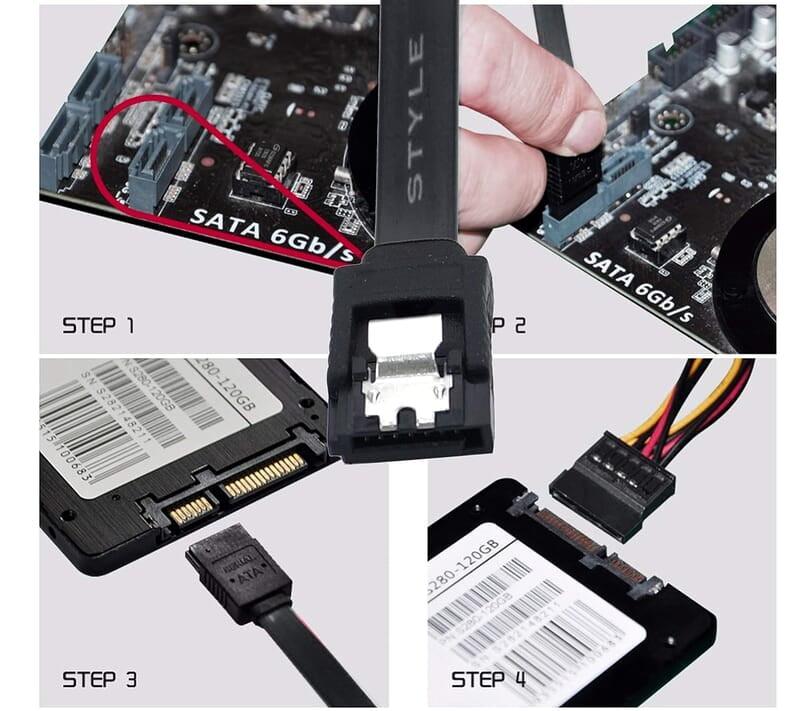 SATA 3 6.0 Gbps Data Cable Straight, with Both Side Locking Latch for HDD and SSD (Black) - Image 5