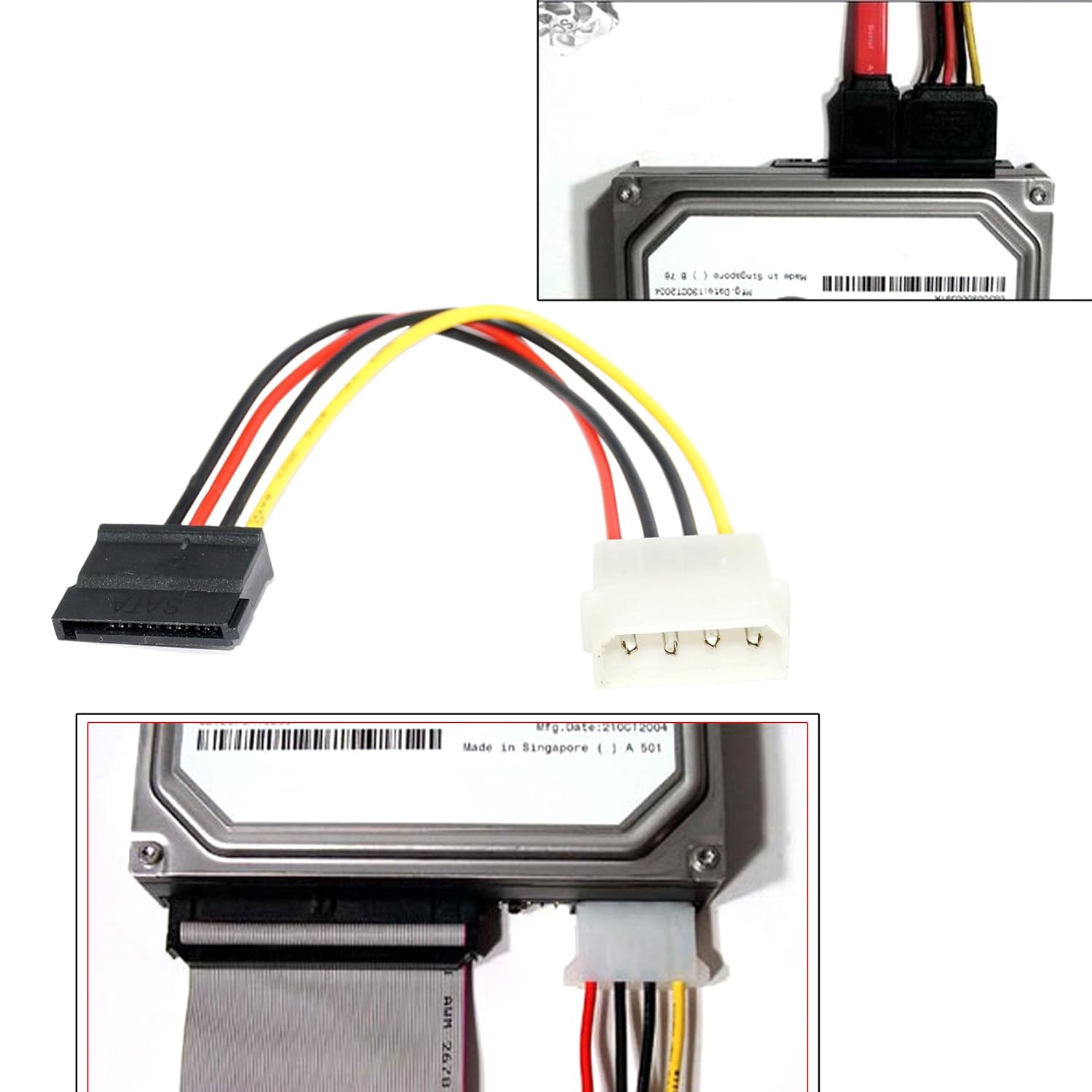 4 Pin Molex to SATA Power Cable Adapter for Internal Hard Disk Drive - Image 7