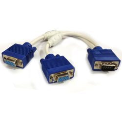VGA Cable 1 VGA Male to 2 VGA Female Video Splitter M/F - VGA Y Cable for Dual Display Setup