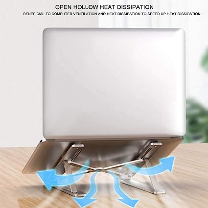 Laptop Stand with Metal Frame, Adjustable Height, Foldable, OverHeating Protection for Laptops & MacBooks (Grey) - Image 3