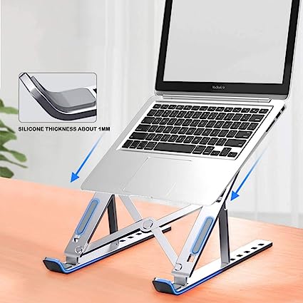 Laptop Stand with Metal Frame, Adjustable Height, Foldable, OverHeating Protection for Laptops & MacBooks (Grey) - Image 2