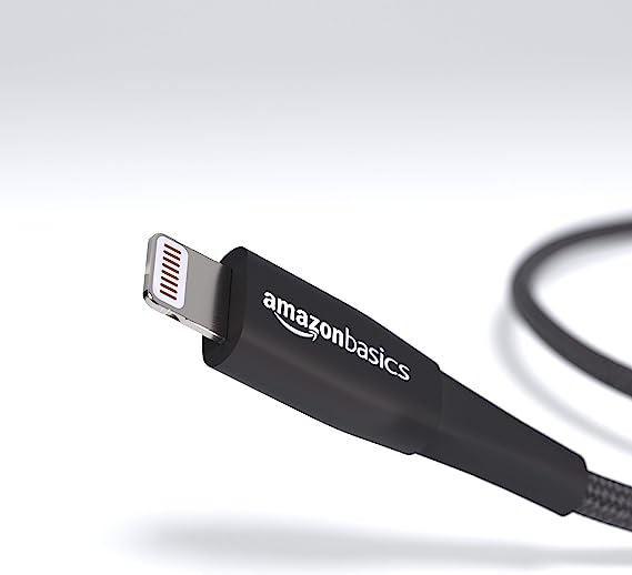 Amazon Basics Double Nylon Braided USB A to Lightning Cable Premium Collection, MFi Certified iPhone Charger 1.8M (Black) - Image 2
