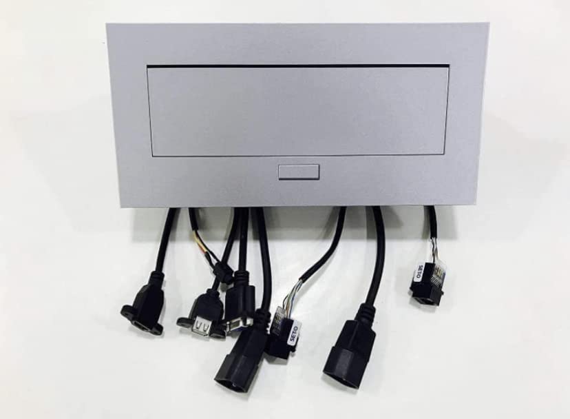 Multifunction Conference Table Connectivity and Data Box Pop Up Box/Cable Cubby with HDMI, VGA, Audio, LAN and Power Ports (Black) - Image 4