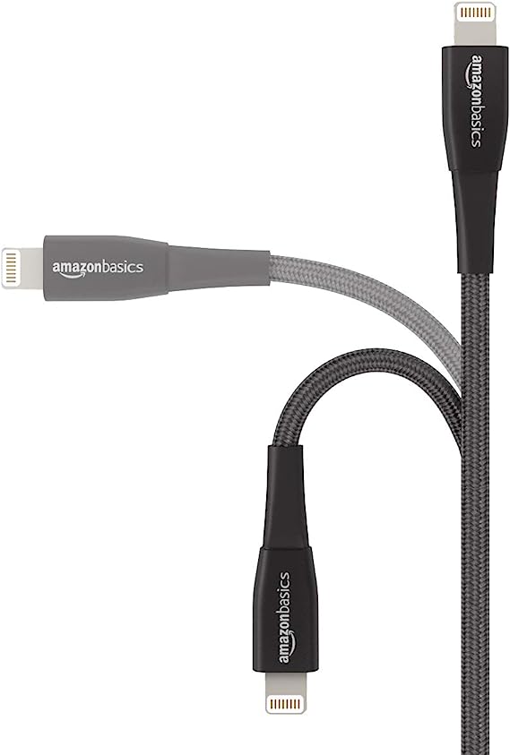Amazon Basics Double Nylon Braided USB A to Lightning Cable Premium Collection, MFi Certified iPhone Charger 1.8M (Black) - Image 4