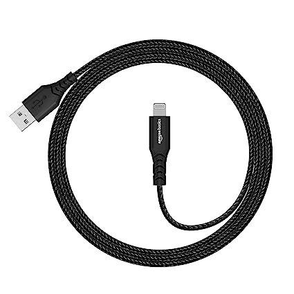 Amazon Basics USB A to Lightning PVC Molded Nylon MFi Certified Pack of 2 Charging Cable (Black, 1.8 meter) - Image 2