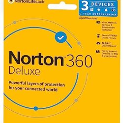 D15 Norton 360 Deluxe |3 Users 1 Year|Total Security for PC, Mac, Android or iOS PC Cloud Back Up